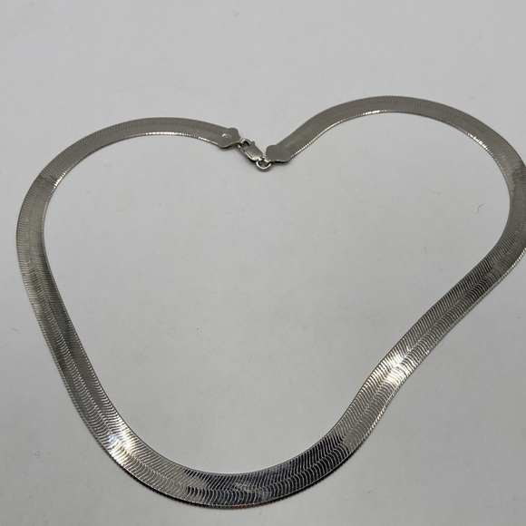 Sterling Silver Herringbone Necklace 3/8”W 20”L - Picture 11 of 12